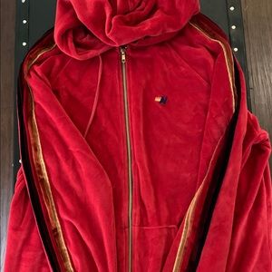 Red Classic velvet zip hoodie